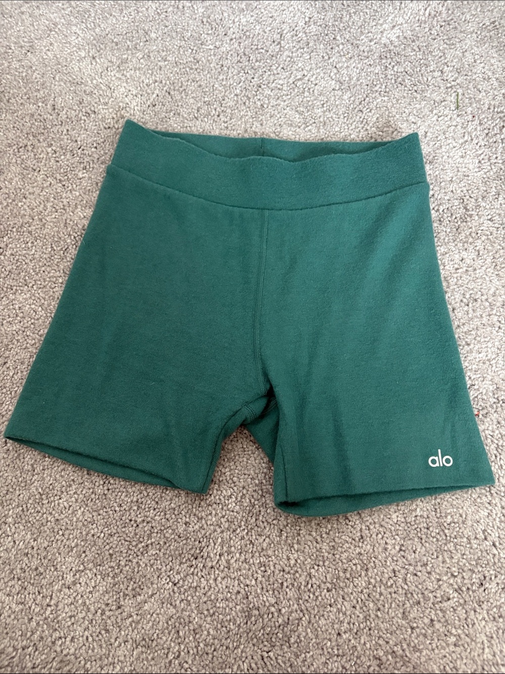 ALO Yoga Dark Green Fleece Bike Shorts